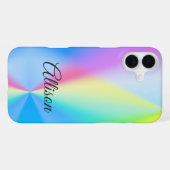 Moderne iriserende pastel regenboogkleurig iPhone hoesje (Achterkant horizontaal)