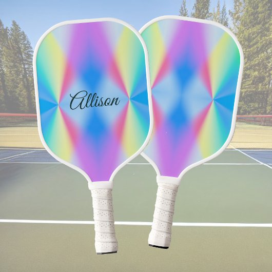 Moderne iriserende pastel regenboogkleurig pickleball paddle