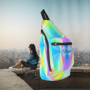 Moderne iriserende pastel regenboogkleurig sling bag