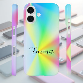 Moderne iriserende pastel regenboogkleurige, op ma iPhone 16 hoesje