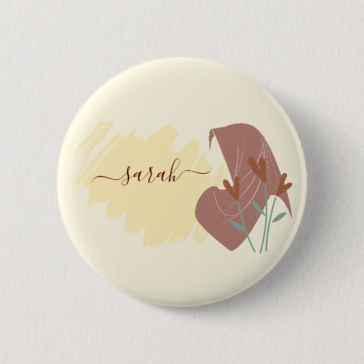 Moderne Islamitische Abstracte Minimale Monogramna Ronde Button 5,7 Cm (Voorkant)