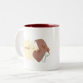 Moderne Islamitische Abstracte Minimale Monogramna Tweekleurige Koffiemok (Voorkant links)