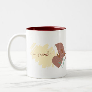 Moderne Islamitische Abstracte Minimale Monogramna Tweekleurige Koffiemok