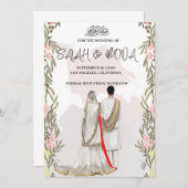 Moderne islamitische bruiloft, nikah, walima, uitn kaart (Voorkant / Achterkant)