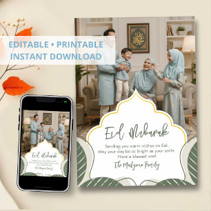 Moderne Islamitische Geometrische Eid Mubarak Foto Feestdagenkaart