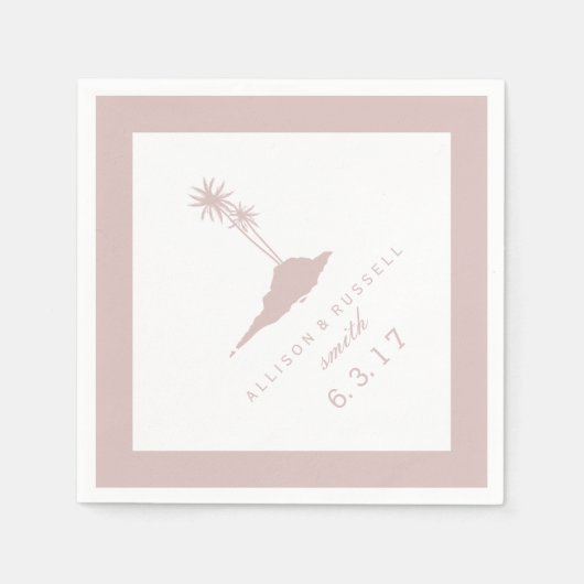 Moderne Island Beach bruiloft servetten - Blush (Voorkant)