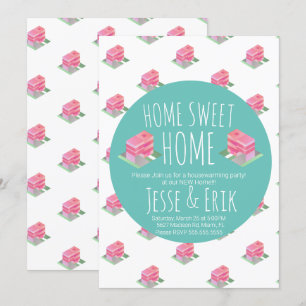Moderne Isometrische Huizen Housewarming Party Kaart