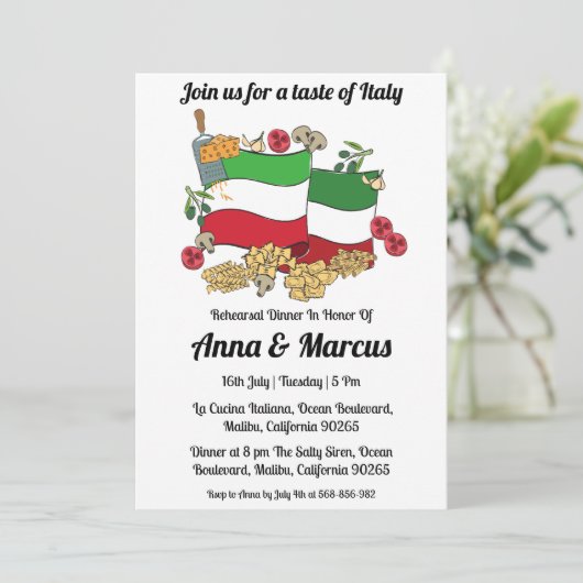 Moderne Italiaanse dineruitnodiging Kaart (Staand voorkant)