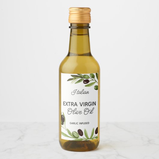 Moderne Italiaanse olijfolie fles Food Label Olijv Wijn Etiket (Voorkant)