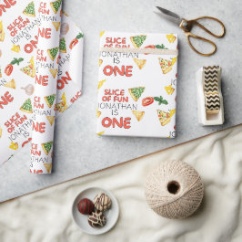 Moderne Italiaanse pizza 1e verjaardagsfeest Cadeaupapier