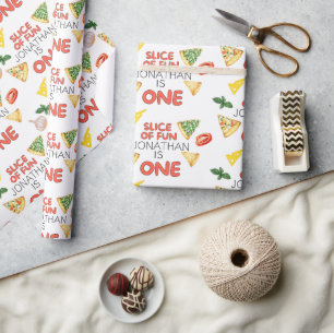 Moderne Italiaanse pizza 1e verjaardagsfeest Cadeaupapier
