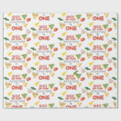 Moderne Italiaanse pizza 1e verjaardagsfeest Cadeaupapier (Vlak)