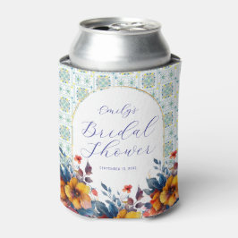 Moderne Italiaanse Tegels Blauw Bloem Motief Koele Blikjeskoeler