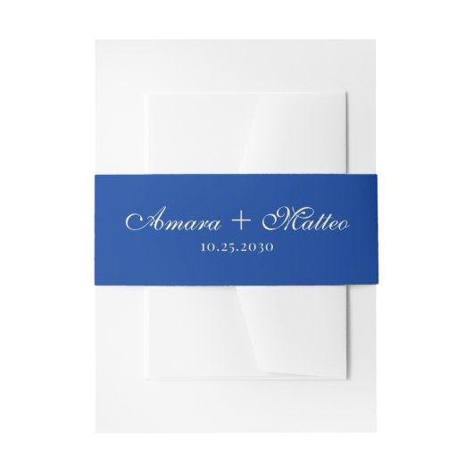 Moderne Italiaanse Vintage Script Blauwe Trouw Uitnodigingen Wikkel (Voorkant Voorbeeld)