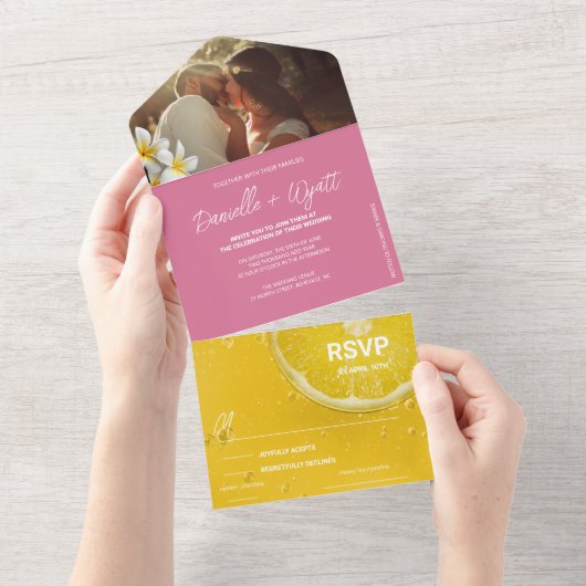 Moderne Italiaanse zomer alles in één bruiloft All In One Uitnodiging (Afscheurbaar)