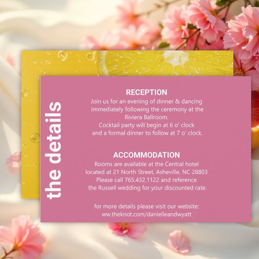 Moderne Italiaanse zomer bruiloft details Informatiekaartje