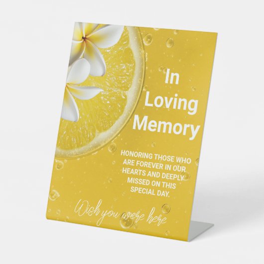 Moderne Italiaanse zomer bruiloft Memorial Reclamebord Met Voetstuk (Voorkant)