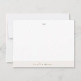 Moderne ivoor beige monogram briefpapier kaart