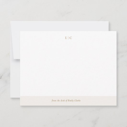 Moderne ivoor beige monogram briefpapier kaart (Voorkant)