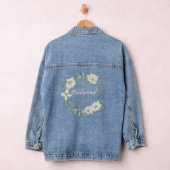 Moderne Ivoor Bloemrijke Script Persoonlijke Bruid Denim Jacket (Hangar)