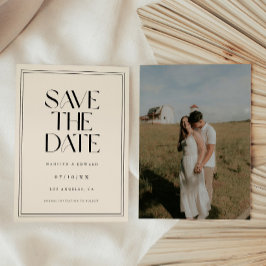 Moderne Ivoor Bolle Typografie Trouwfoto Save The Date