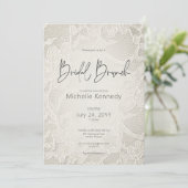 Moderne Ivoor Bridal Lace Bridal Brunch Kaart (Staand voorkant)