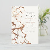 Moderne Ivoor Cream Bronzen Rust Marmeren bruiloft Kaart (Staand voorkant)