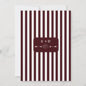 Moderne Ivoor Dieprode Monogram Bruiloft Kaart (Achterkant)