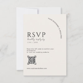 Moderne Ivoor Editoriale QR Code Huwelijks RSVP Kaartje