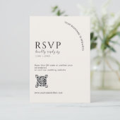 Moderne Ivoor Editoriale QR Code Huwelijks RSVP Kaartje (Staand voorkant)