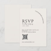 Moderne Ivoor Editoriale QR Code Huwelijks RSVP Kaartje (Voorkant / Achterkant)