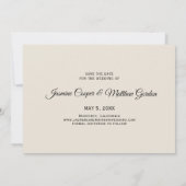 Moderne Ivoor Elegant Handgeschreven Kalligrafie F Save The Date (Achterkant)