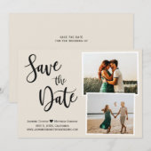 Moderne Ivoor Elegant Handgeschreven Kalligrafie F Save The Date (Voorkant / Achterkant)