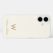 Moderne Ivoor Gouden Script Monogram Case-Mate iPhone Case (Achterkant (horizontaal))