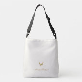 Moderne Ivoor Gouden Script Monogram Crossbody Tas (Achterkant)
