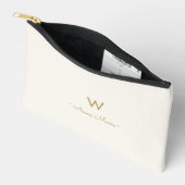 Moderne Ivoor Gouden Script Monogram Etui (Open)