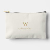 Moderne Ivoor Gouden Script Monogram Etui (Voorkant)
