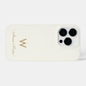 Moderne Ivoor Gouden Script Monogram iPhone Hoesje (Achterkant horizontaal)