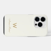 Moderne Ivoor Gouden Script Monogram iPhone Hoesje (Achterkant horizontaal)