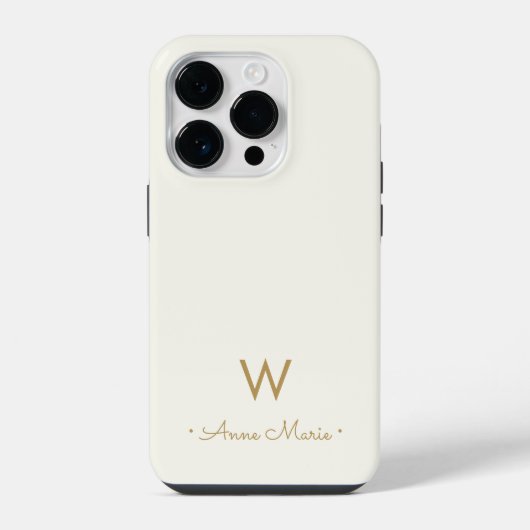 Moderne Ivoor Gouden Script Monogram iPhone Hoesje (Achterkant)