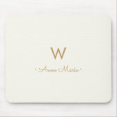 Moderne Ivoor Gouden Script Monogram Muismat (Voorkant)