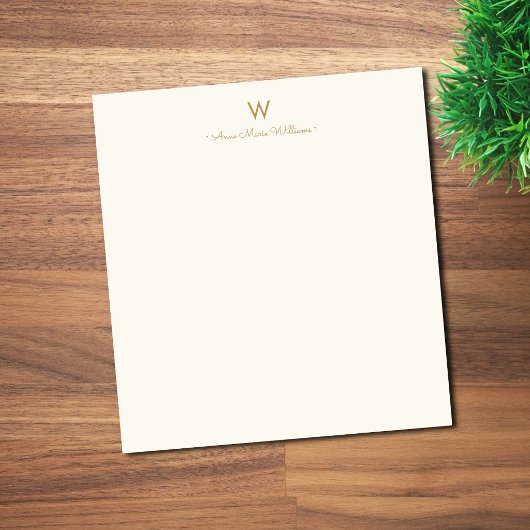 Moderne Ivoor Gouden Script Monogram Notitieblok