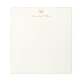 Moderne Ivoor Gouden Script Monogram Notitieblok (Voorkant)