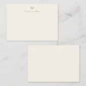 Moderne Ivoor Gouden Script Monogram Notitiekaartje (Voorkant / Achterkant)