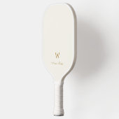Moderne Ivoor Gouden Script Monogram Pickleball Paddle (Links)