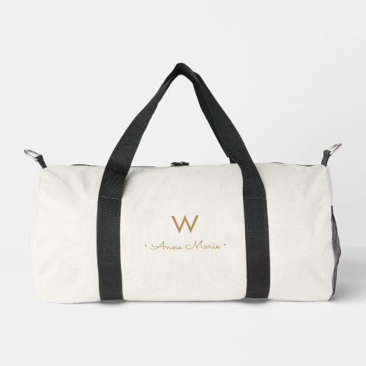 Moderne Ivoor Gouden Script Monogram Plunjezak (Voorkant)