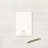 Moderne Ivoor Gouden Script Monogram Post-it® Notes (Op bureau)