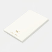 Moderne Ivoor Gouden Script Monogram Post-it® Notes (Schuin)