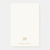 Moderne Ivoor Gouden Script Monogram Post-it® Notes (Voorkant)