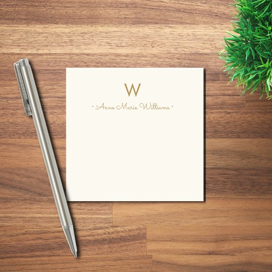 Moderne Ivoor Gouden Script Monogram Post-it® Notes